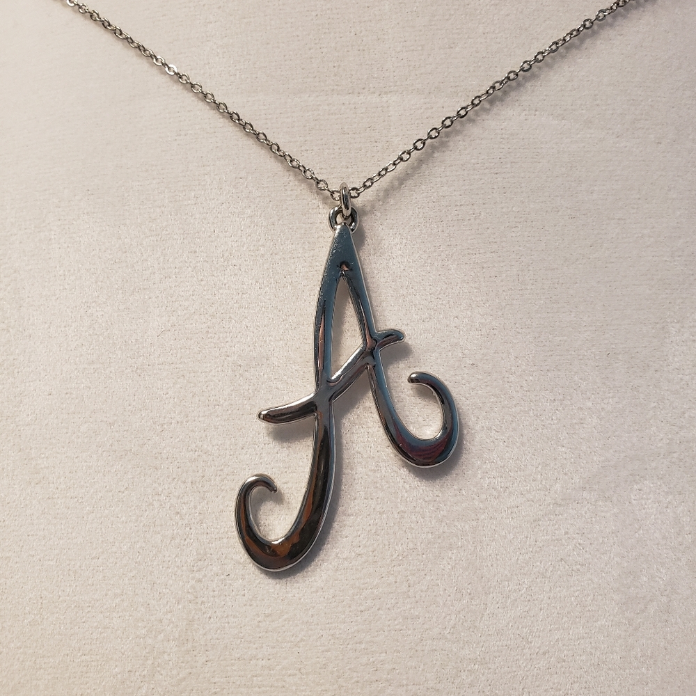 Initial "A" Silver Necklace - image 1